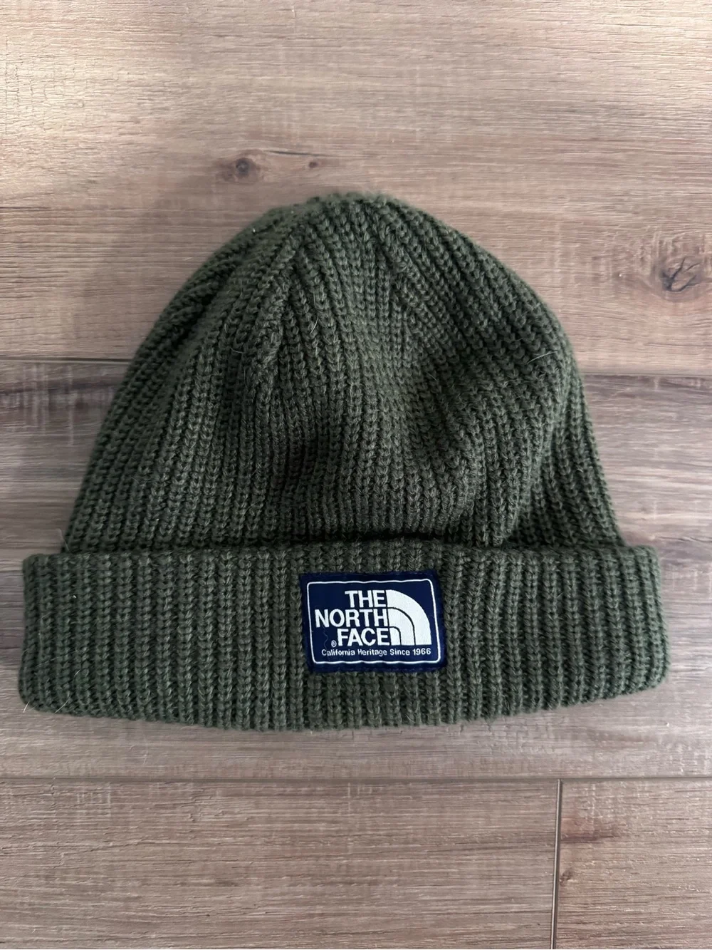 The North Face Olive Green Ribbed Cuffed Beanie